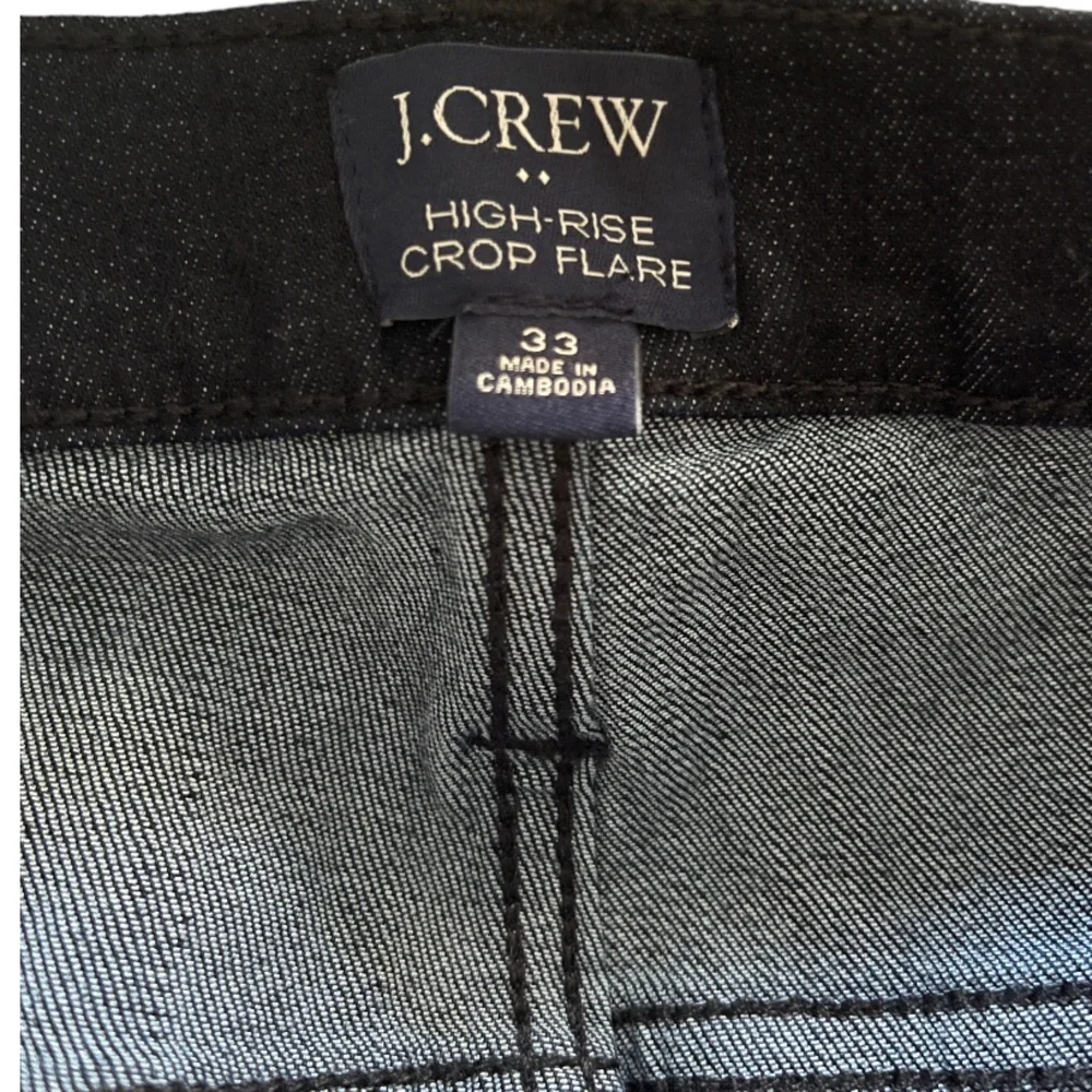J. Crew High-Rise‎ Crop Flare Dark Wash Button Fly Jeans 33